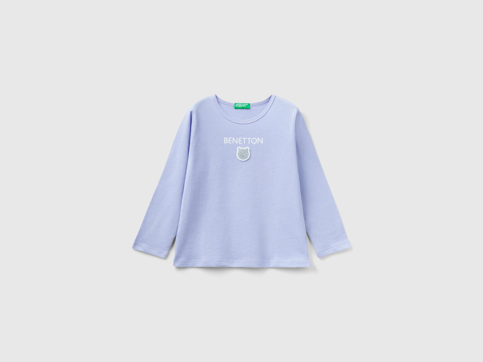 T-shirt con stampa glitter in cotone bio da bimba lilla | Benetton Outlet