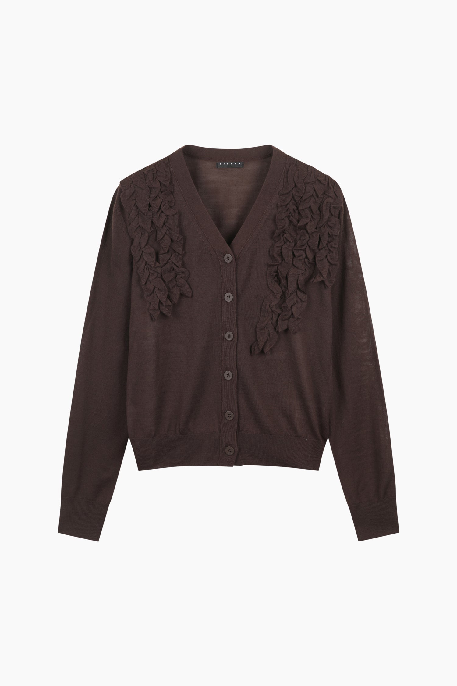 Cardigan con rouches da donna marrone scuro | Sisley Outlet