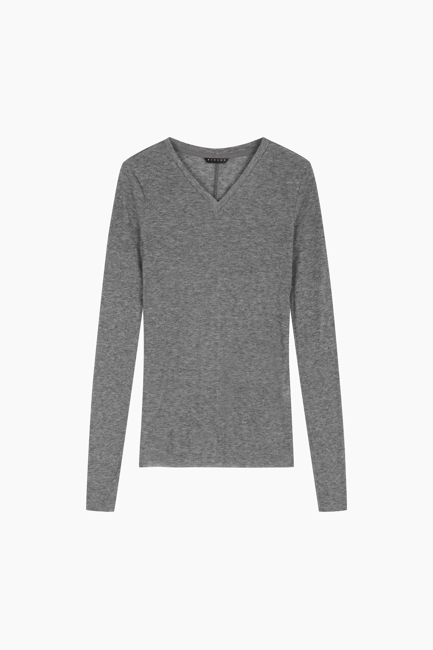 T-shirt scollo a V aderente da donna grigio | Sisley Outlet
