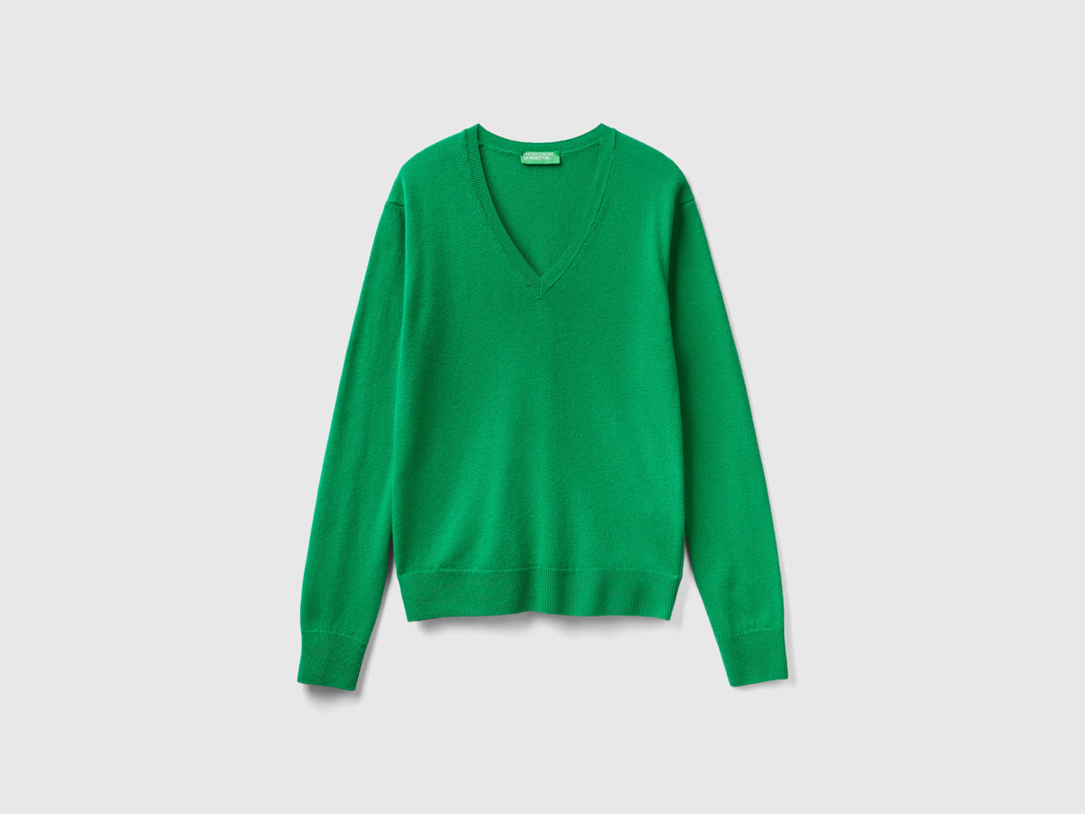 Maglia con scollo a V in pura lana Merino