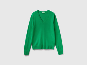 Maglia con scollo a V in pura lana Merino