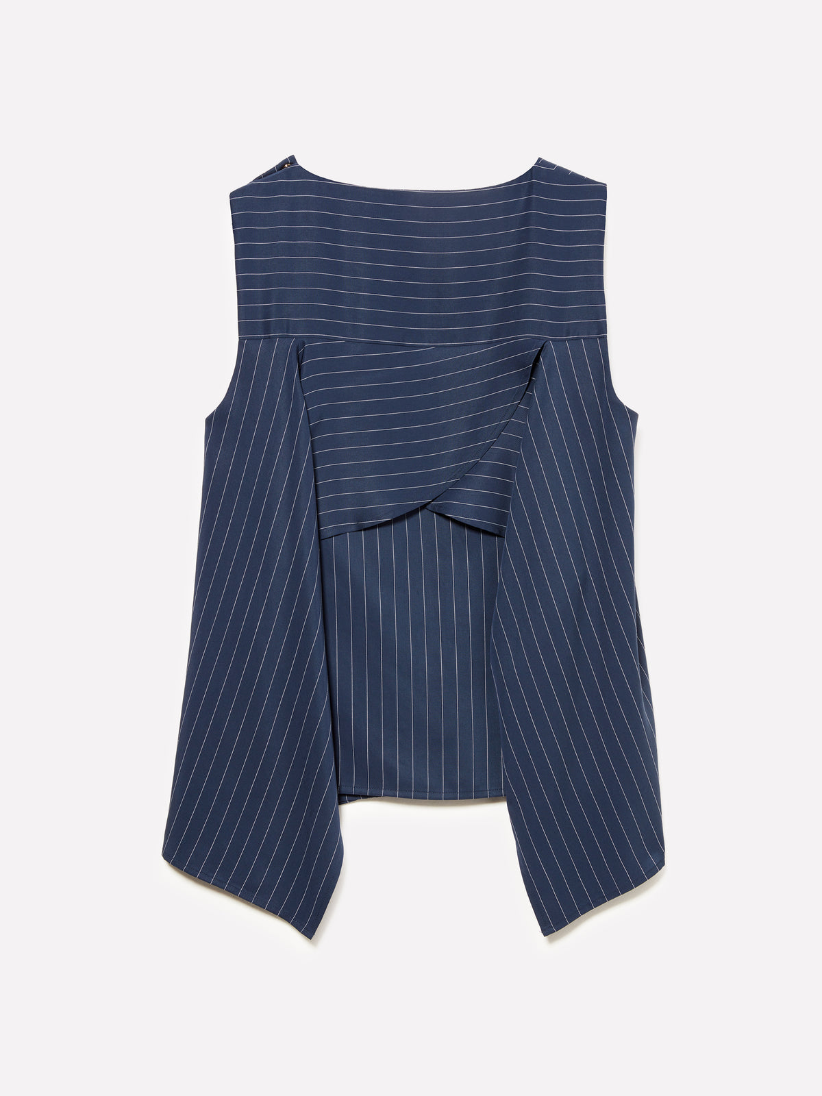 Top gessato con schiena scoperta