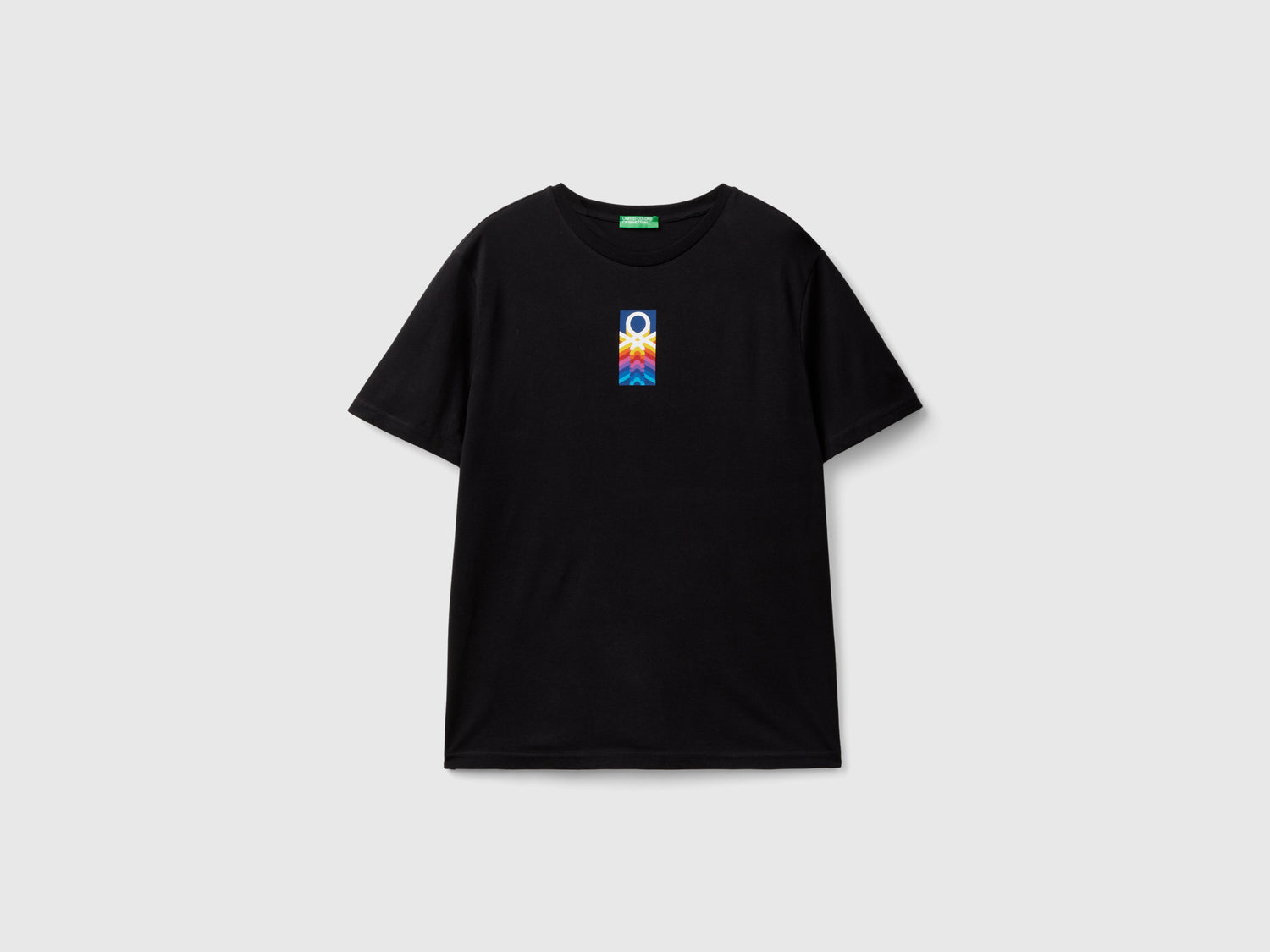 T-shirt in cotone bio con logo da uomo nero | Benetton Outlet