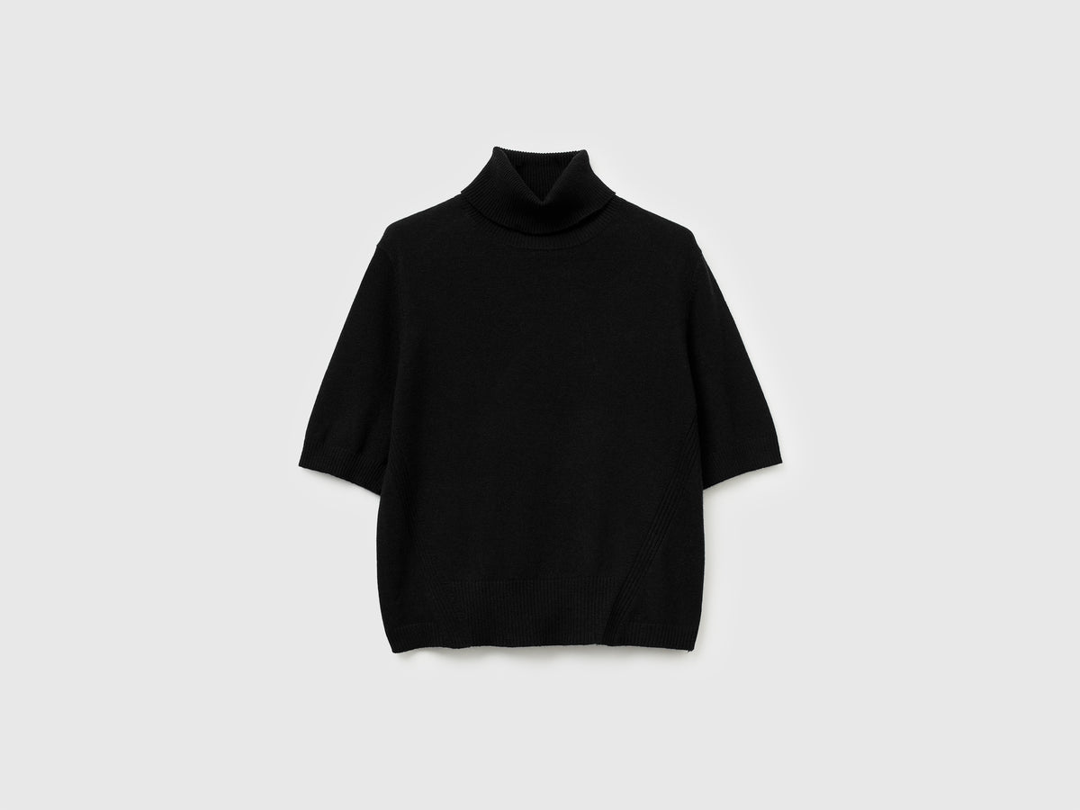 Dolcevita a manica corta in misto cashmere