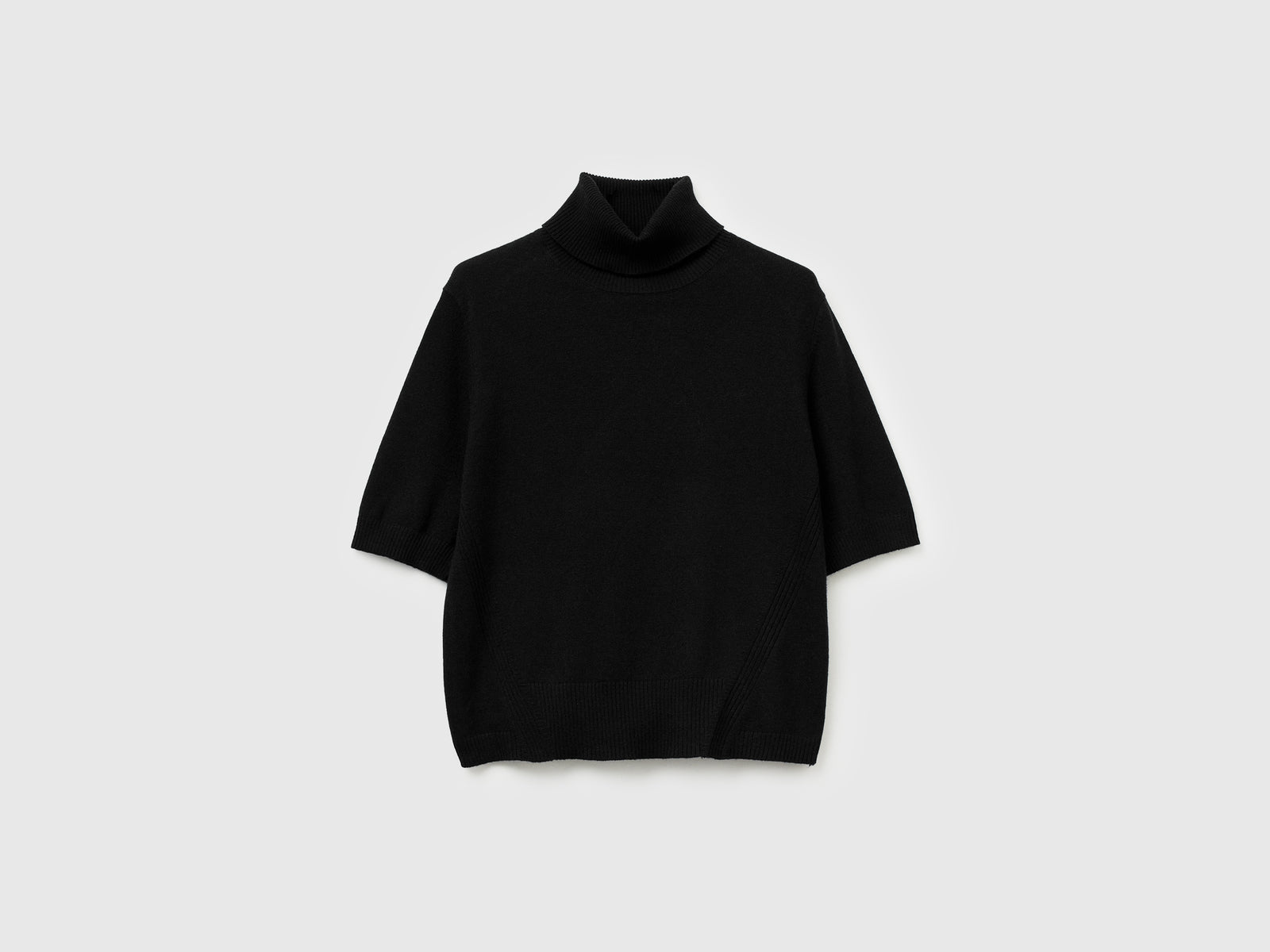 Dolcevita a manica corta in misto cashmere da donna nero | Benetton Outlet