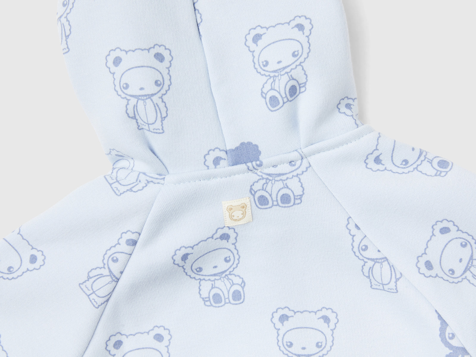 Felpa con cappuccio foderata in ciniglia da neonato celeste 3 | Benetton Outlet