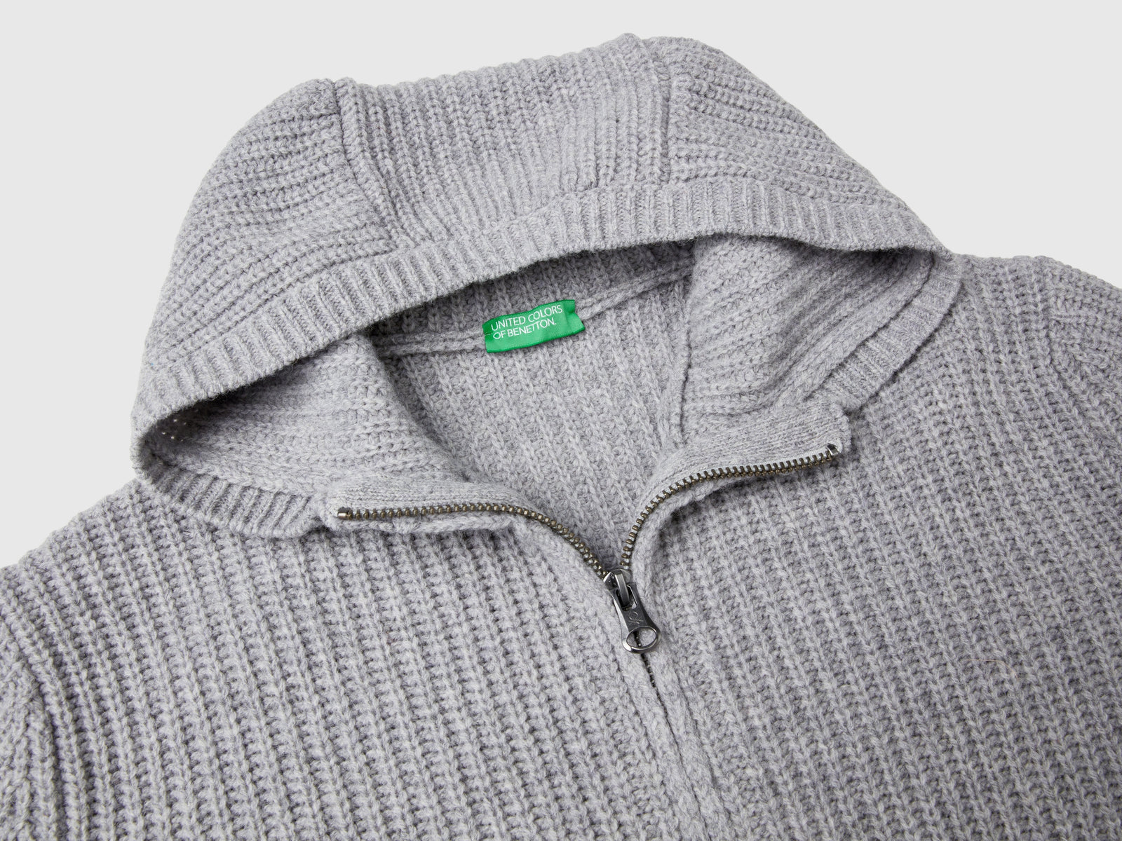 Giaccone in pura lana Shetland da uomo grigio chiaro 3 | Benetton Outlet