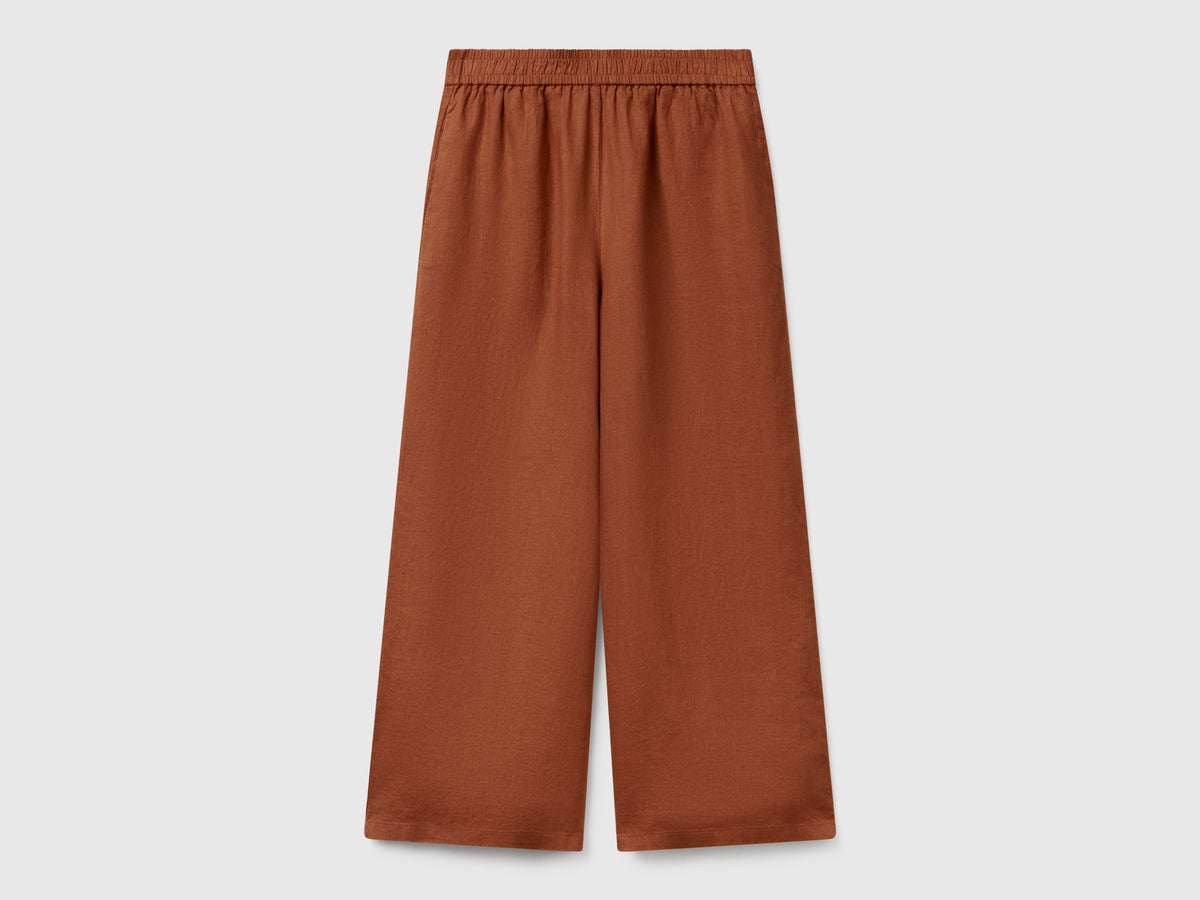 Pantaloni ampi in puro lino