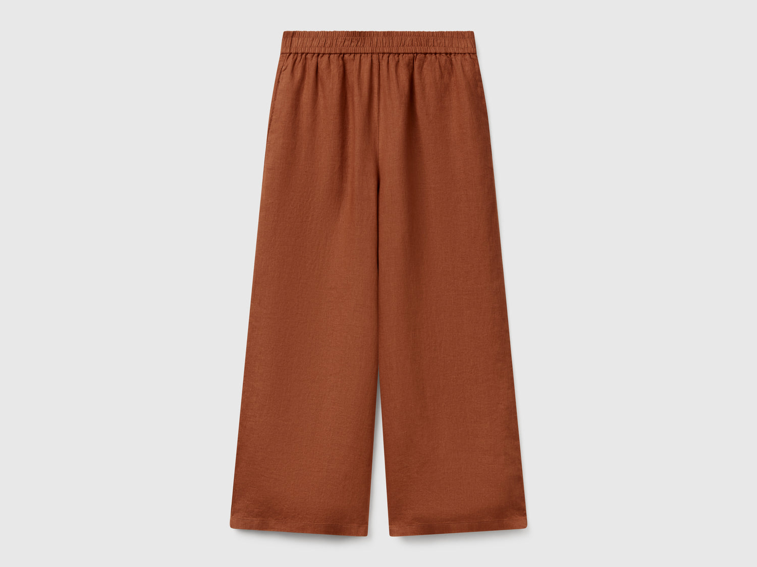 Pantaloni ampi in puro lino da donna bruciato | Benetton Outlet