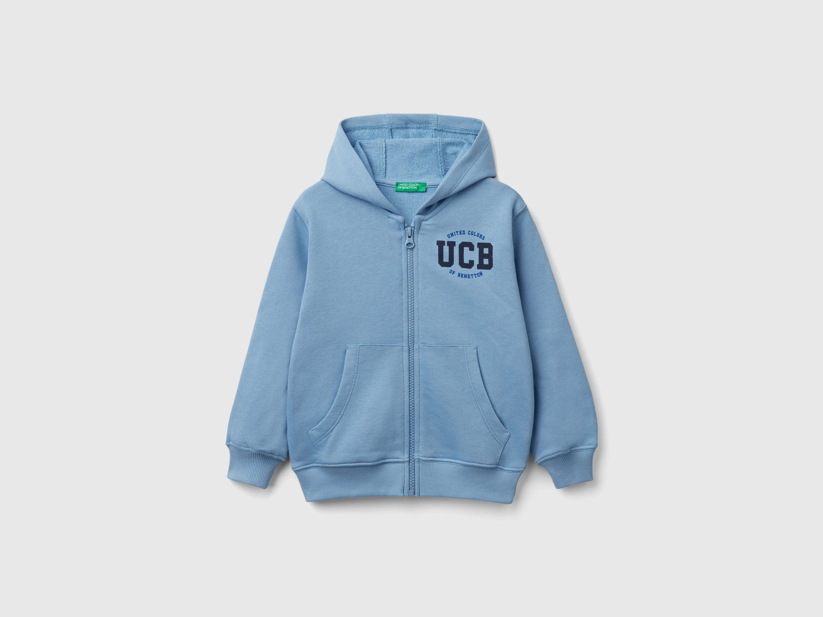 Felpa con logo e cappuccio da bimbo azzurro | Benetton Outlet