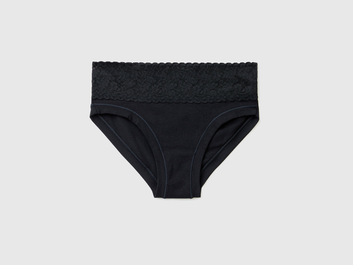 Slip con pizzo in cotone  super stretch
