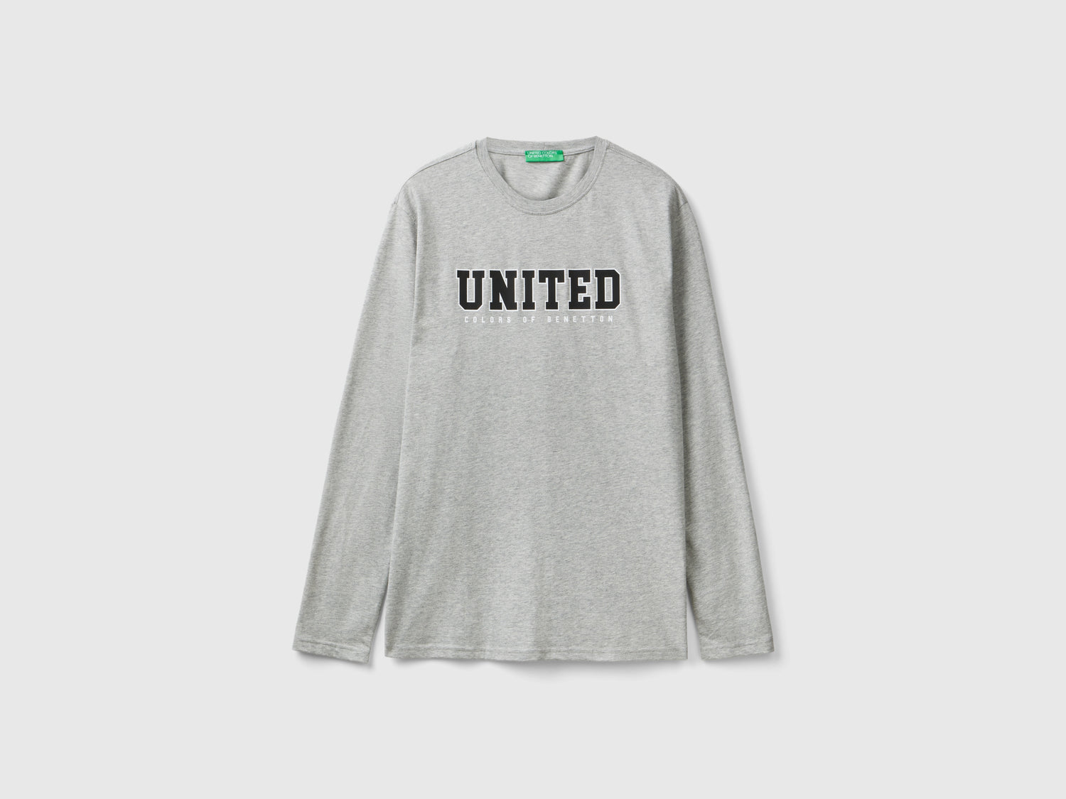 Maglietta manica lunga con stampa logo da uomo grigio chiaro | Benetton Outlet