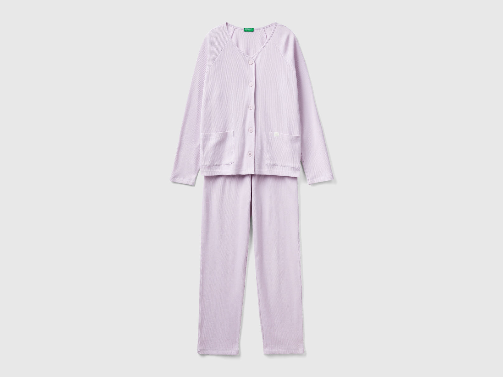 Pigiama lungo in puro cotone da donna lilla | Benetton Outlet