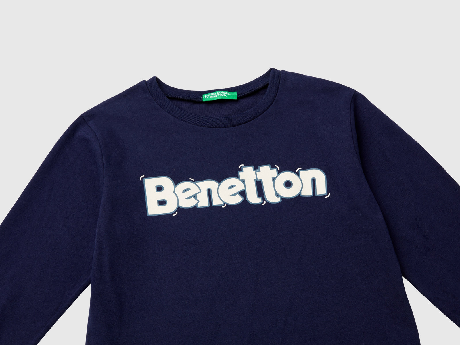 Maglietta girocollo in caldo cotone bio da bimbo blu scuro 3 | Benetton Outlet