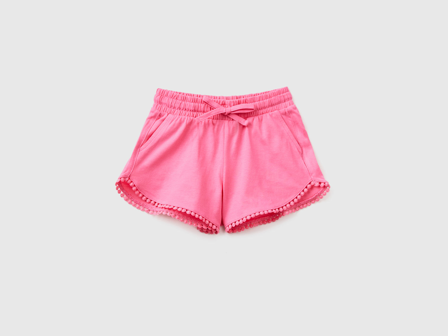 Shorts in puro cotone con dettaglio fettuccia sul fondo da bimba rosa | Benetton Outlet