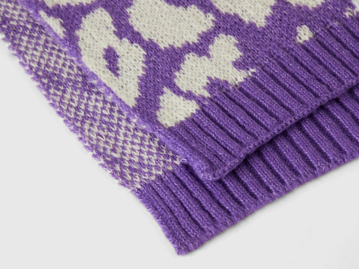Sciarpa animalier in misto lana