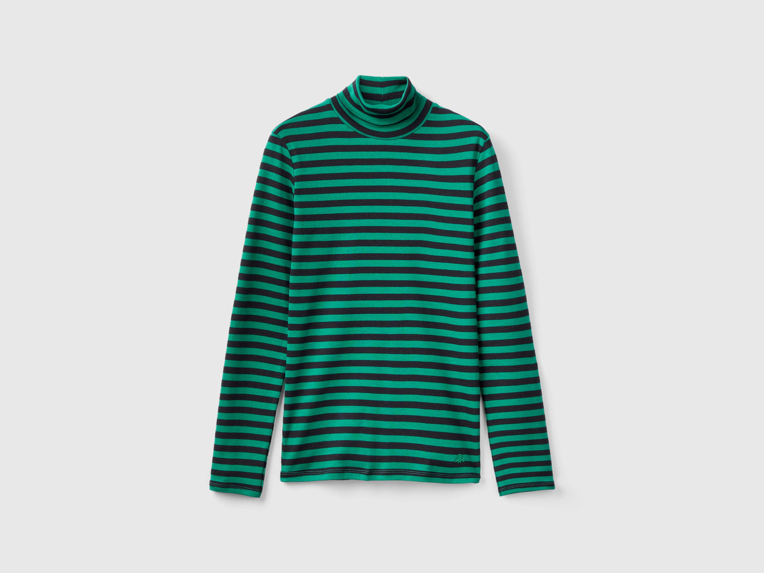 T-shirt lupetto a righe da donna verde | Benetton Outlet