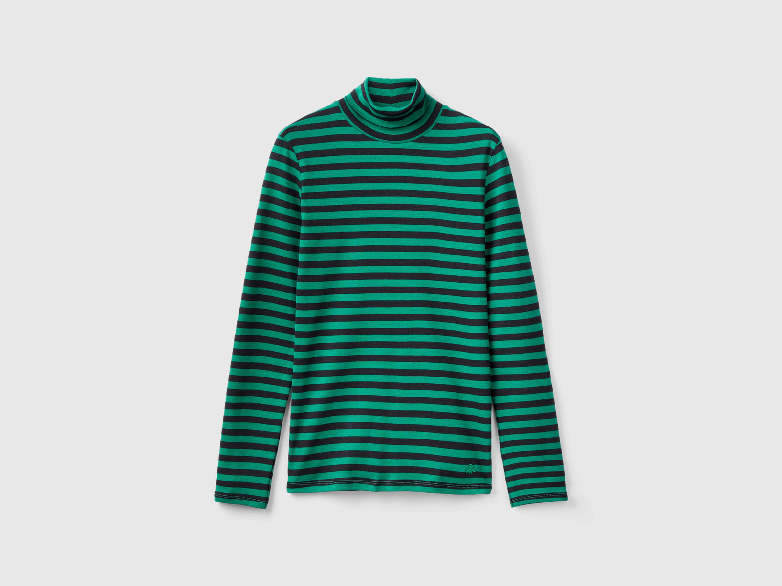 T-shirt lupetto a righe da donna verde | Benetton Outlet