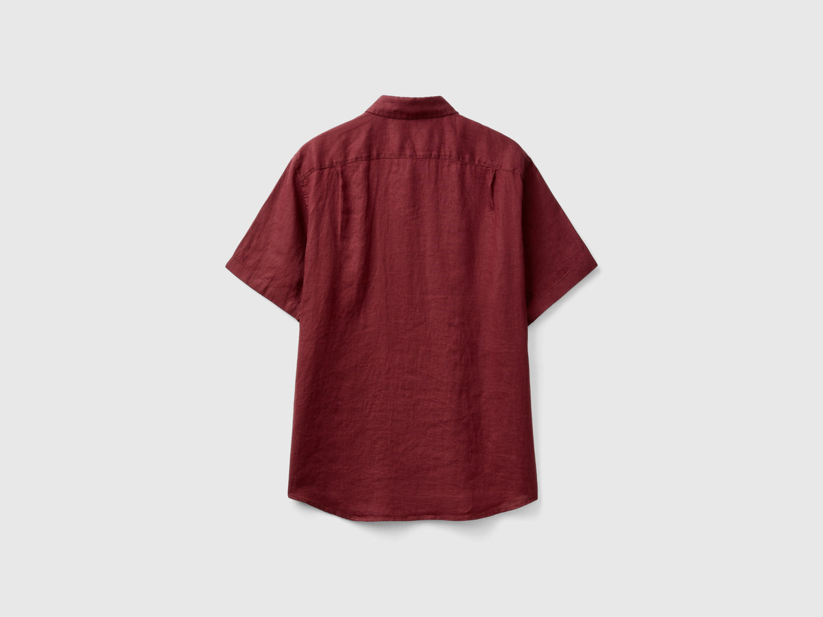 Short-sleeved shirt in pure linen