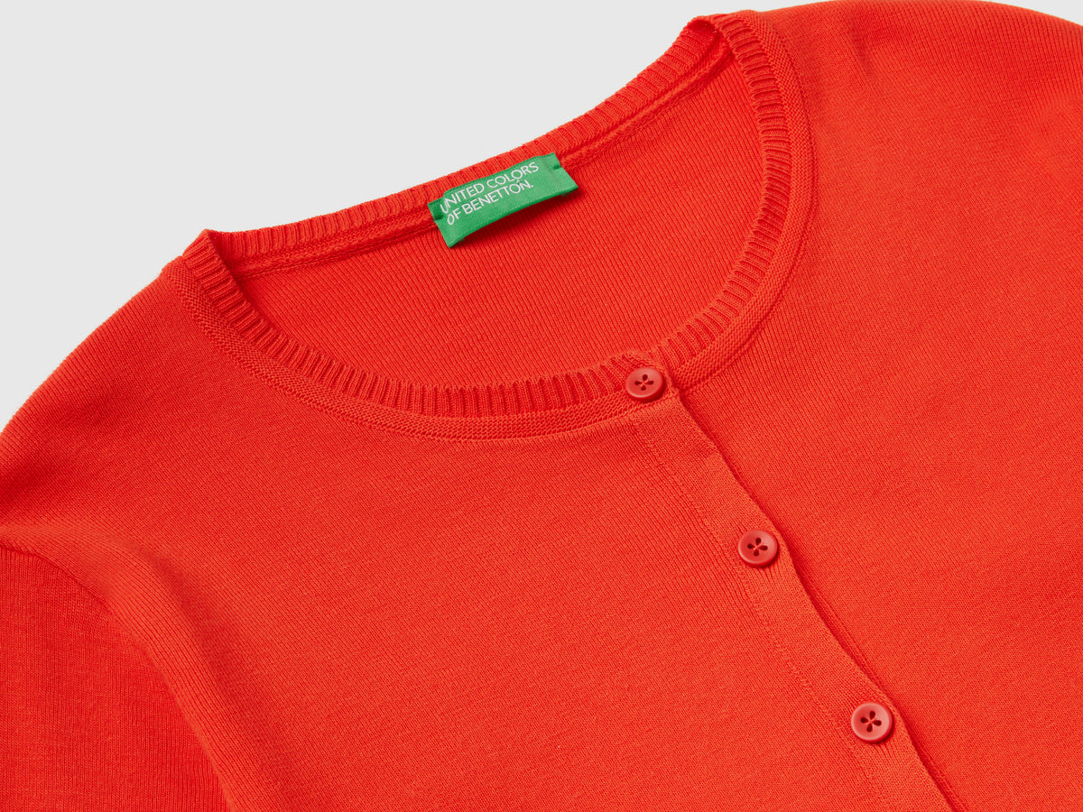 Cardigan girocollo in puro cotone
