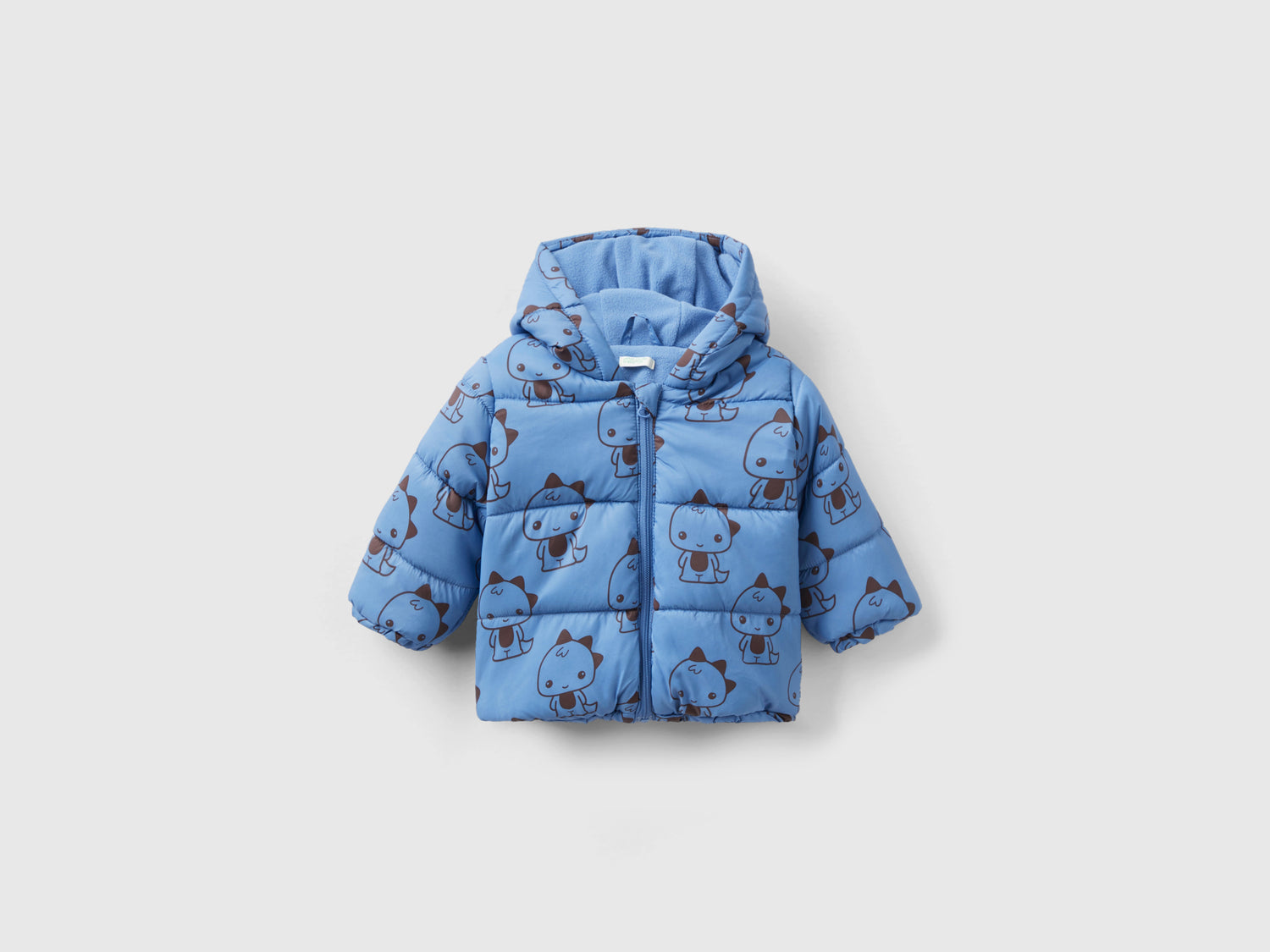 Giubbotto fantasia con zip e cappuccio da neonato azzurro | Benetton Outlet