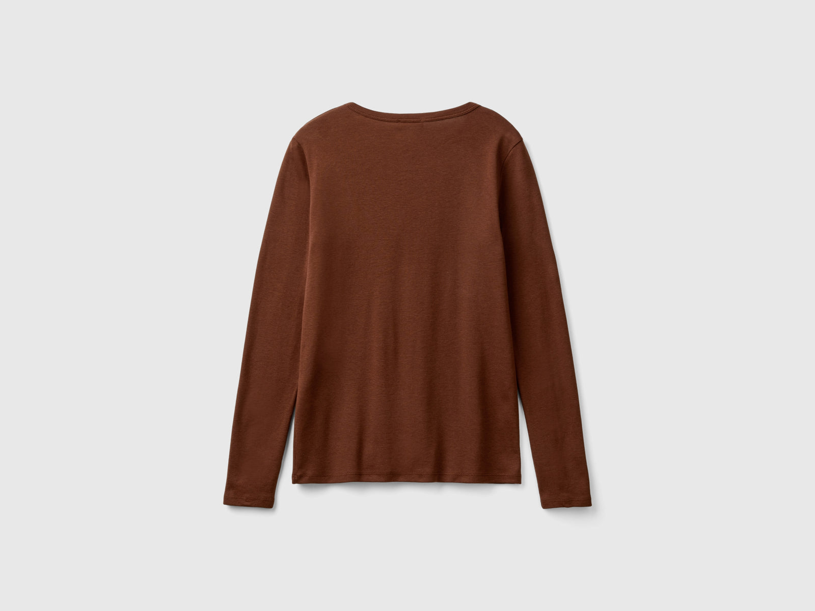 T-shirt a manica lunga in puro cotone da donna marrone 2 | Benetton Outlet