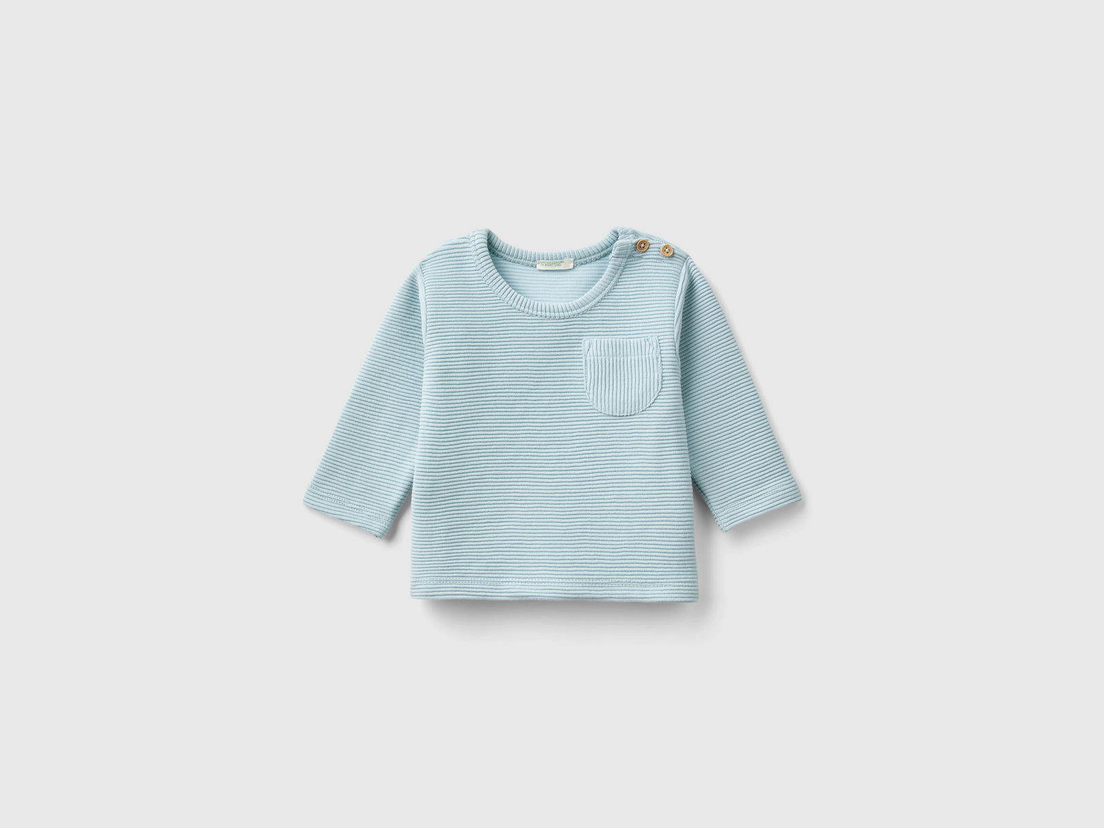 Calda maglietta con taschino da neonato verde acqua | Benetton Outlet