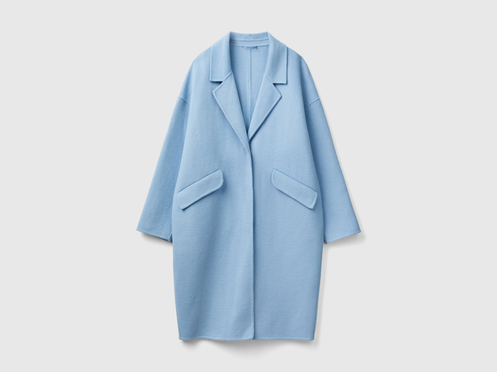 Cappotto midi in misto lana da donna azzurro | Benetton Outlet