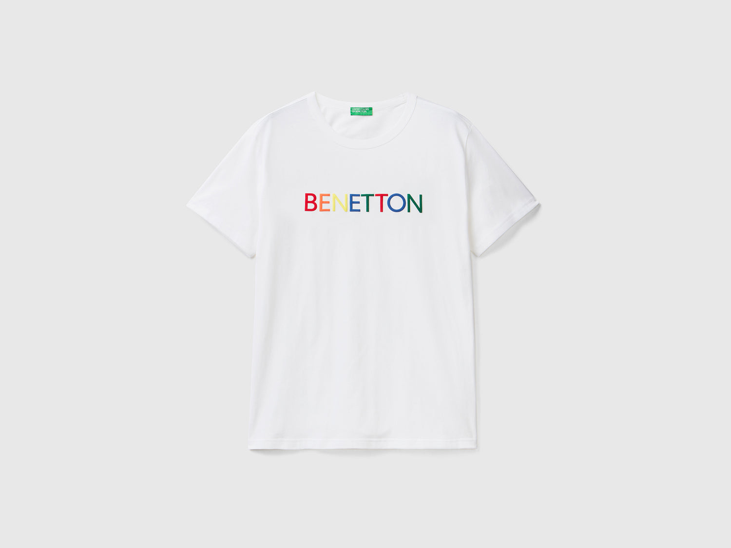 T-shirt in cotone  con stampa logo da uomo bianco | Benetton Outlet