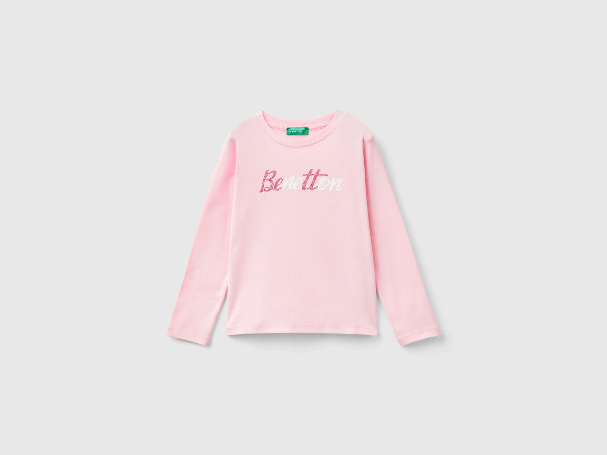 T-shirt con stampa glitter in cotone bio