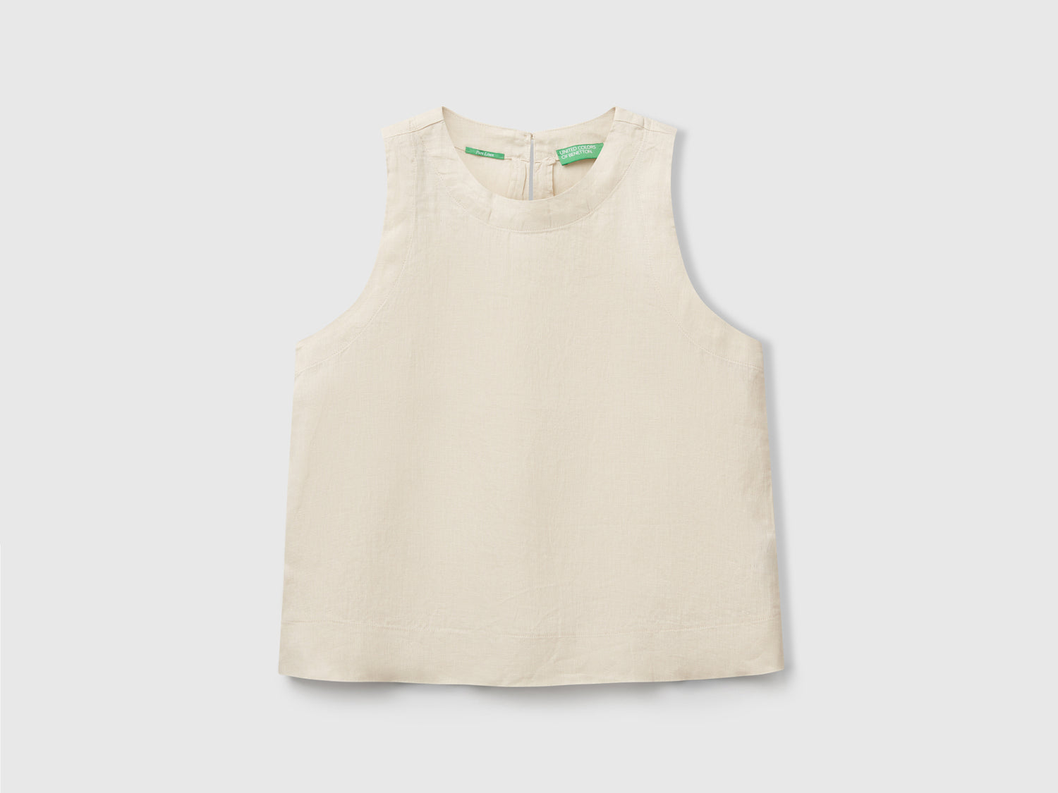 Top smanicato in puro lino da donna beige | Benetton Outlet