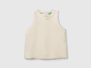 Top smanicato in puro lino
