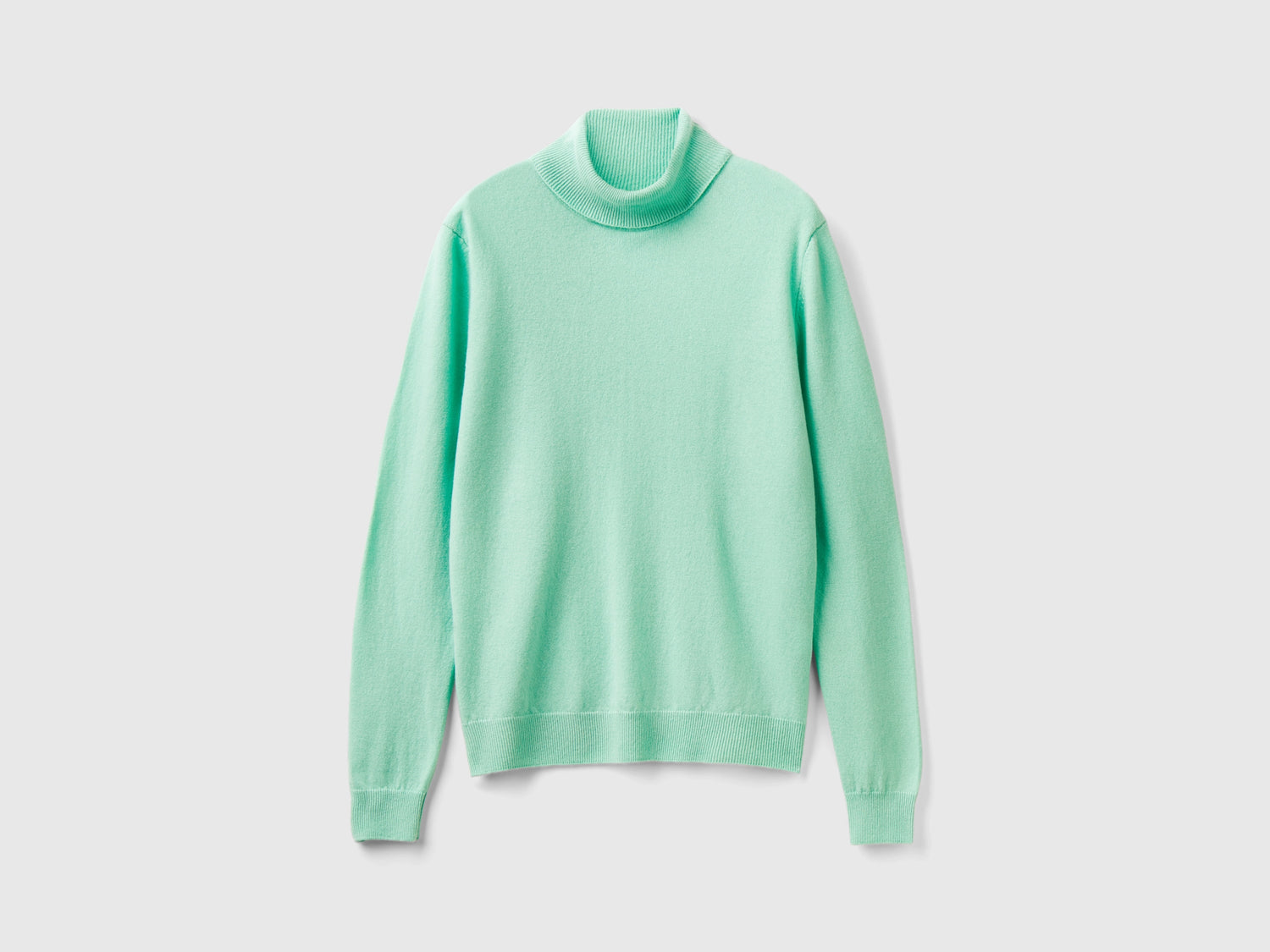 Maglione dolcevita chiaro in pura lana Merino da donna verde acqua | Benetton Outlet