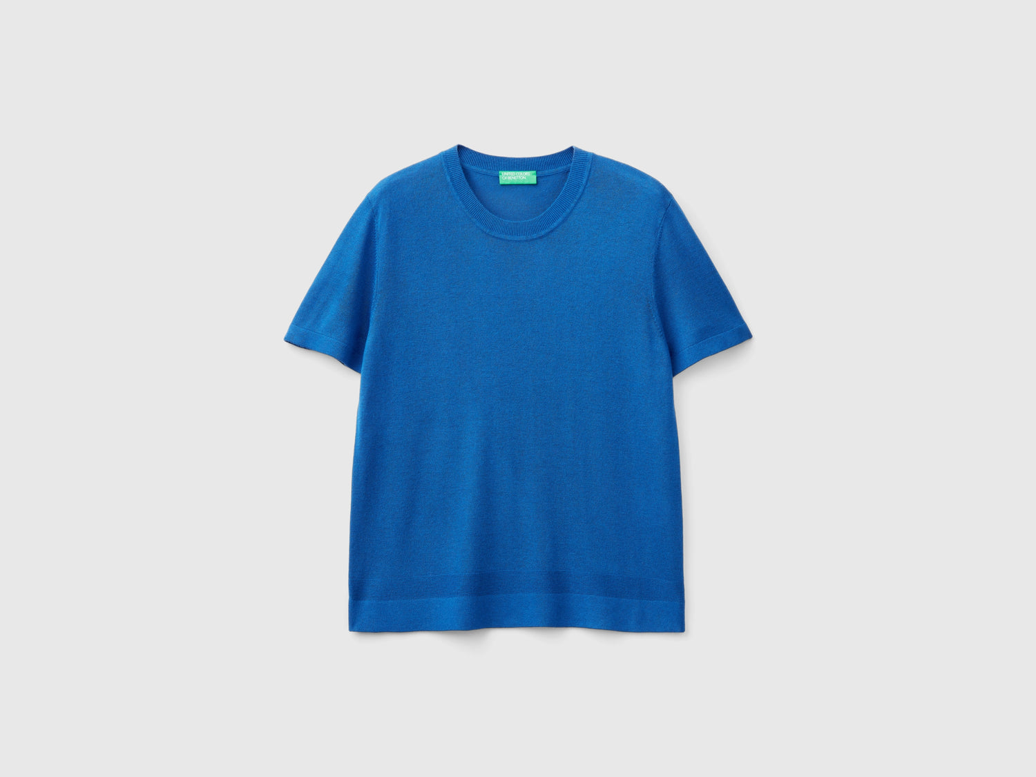 Maglia manica corta in misto seta da donna avio | Benetton Outlet