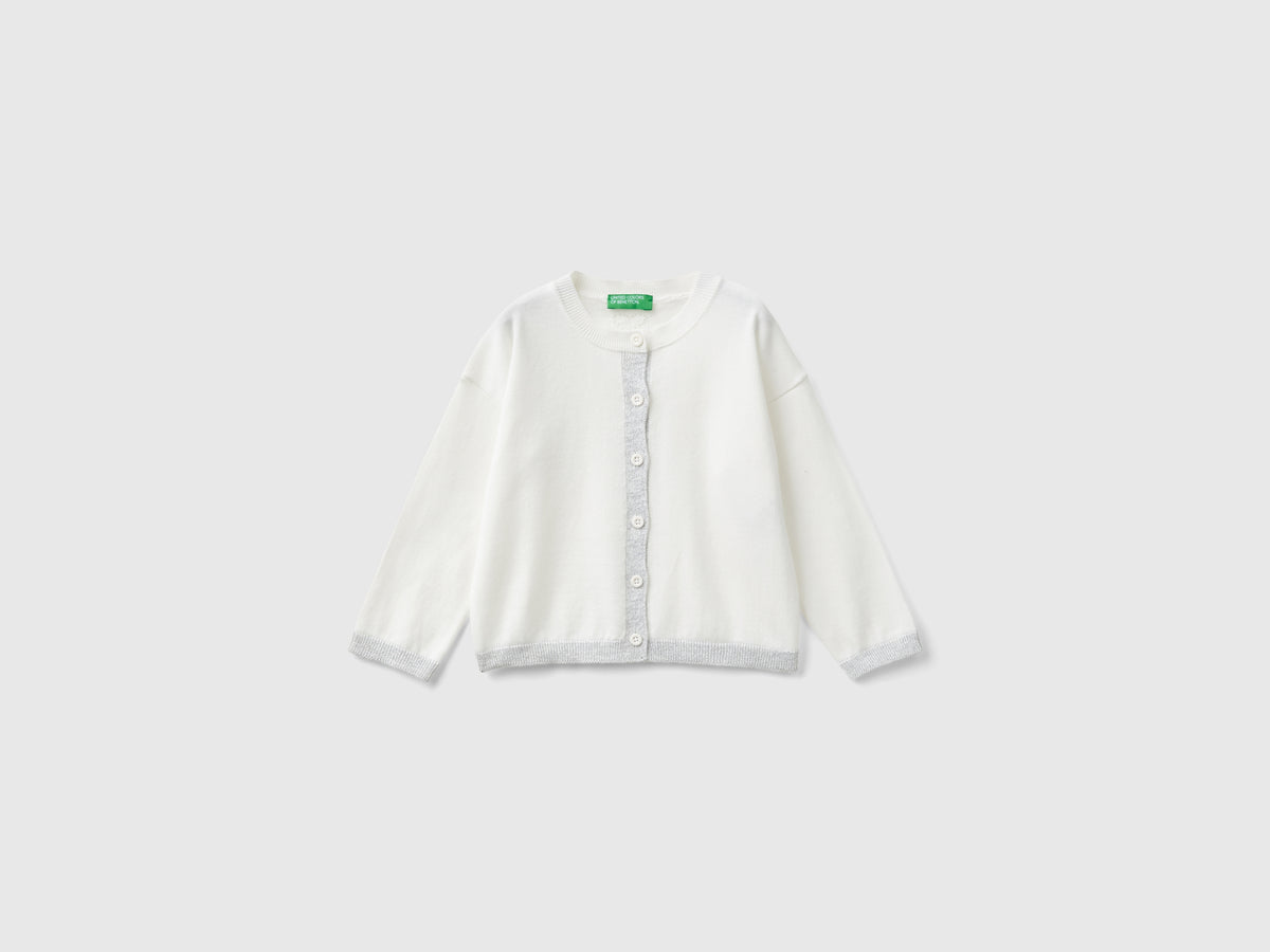 Cardigan con lurex in puro cotone