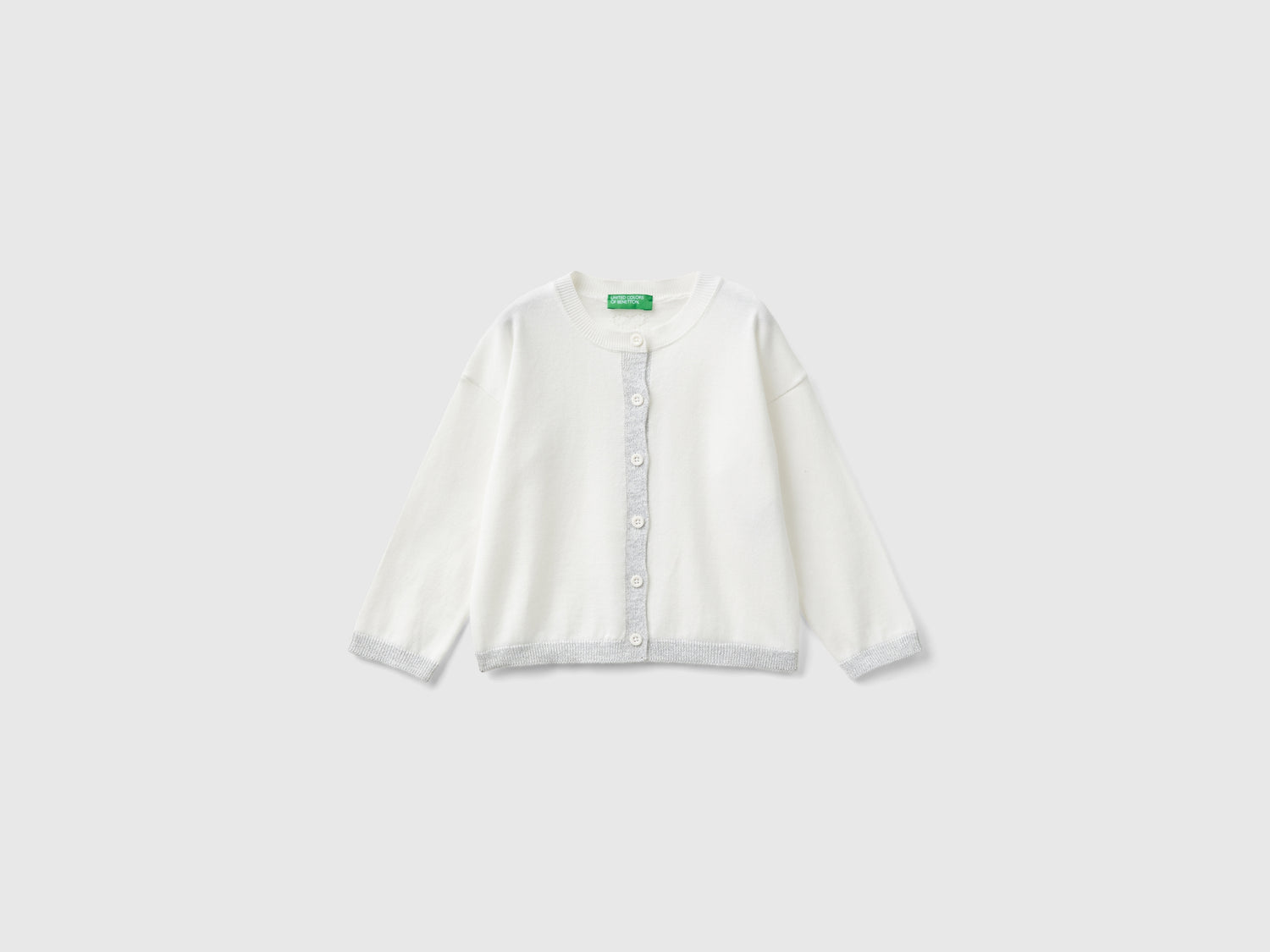Cardigan con lurex in puro cotone da bimba bianco panna | Benetton Outlet