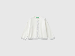 Cardigan con lurex in puro cotone