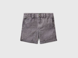 Pantaloni corti in puro cotone tinto capo