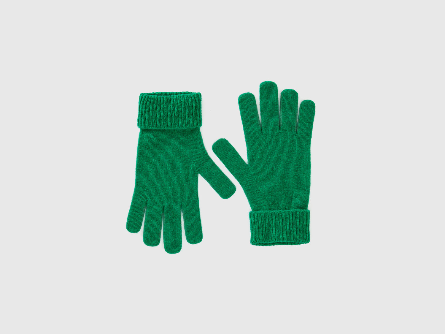 Guanti in pura lana Merino da donna verde | Benetton Outlet