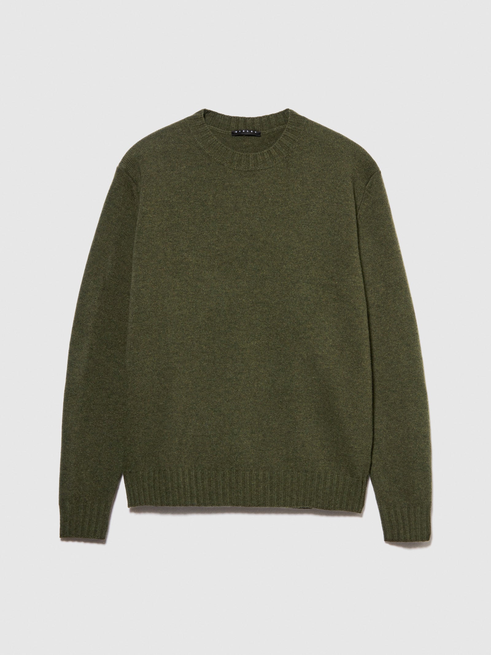 Maglia girocollo in misto lana da uomo verde oliva | Sisley Outlet