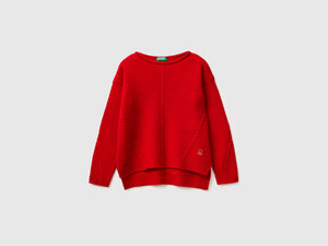 Maglia con trecce in misto lana