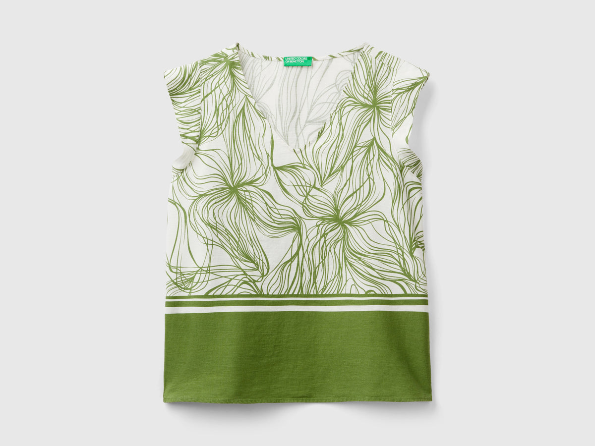 Blusa fantasia in misto viscosa sostenibile