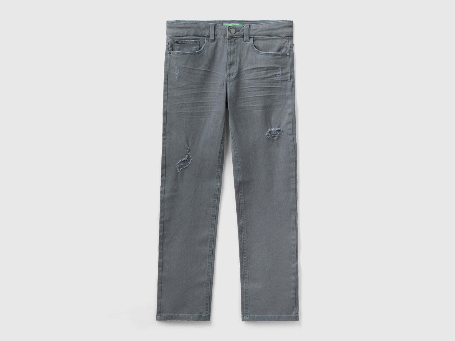 Jeans stretch con rotture da bambino grigio scuro | Benetton Outlet