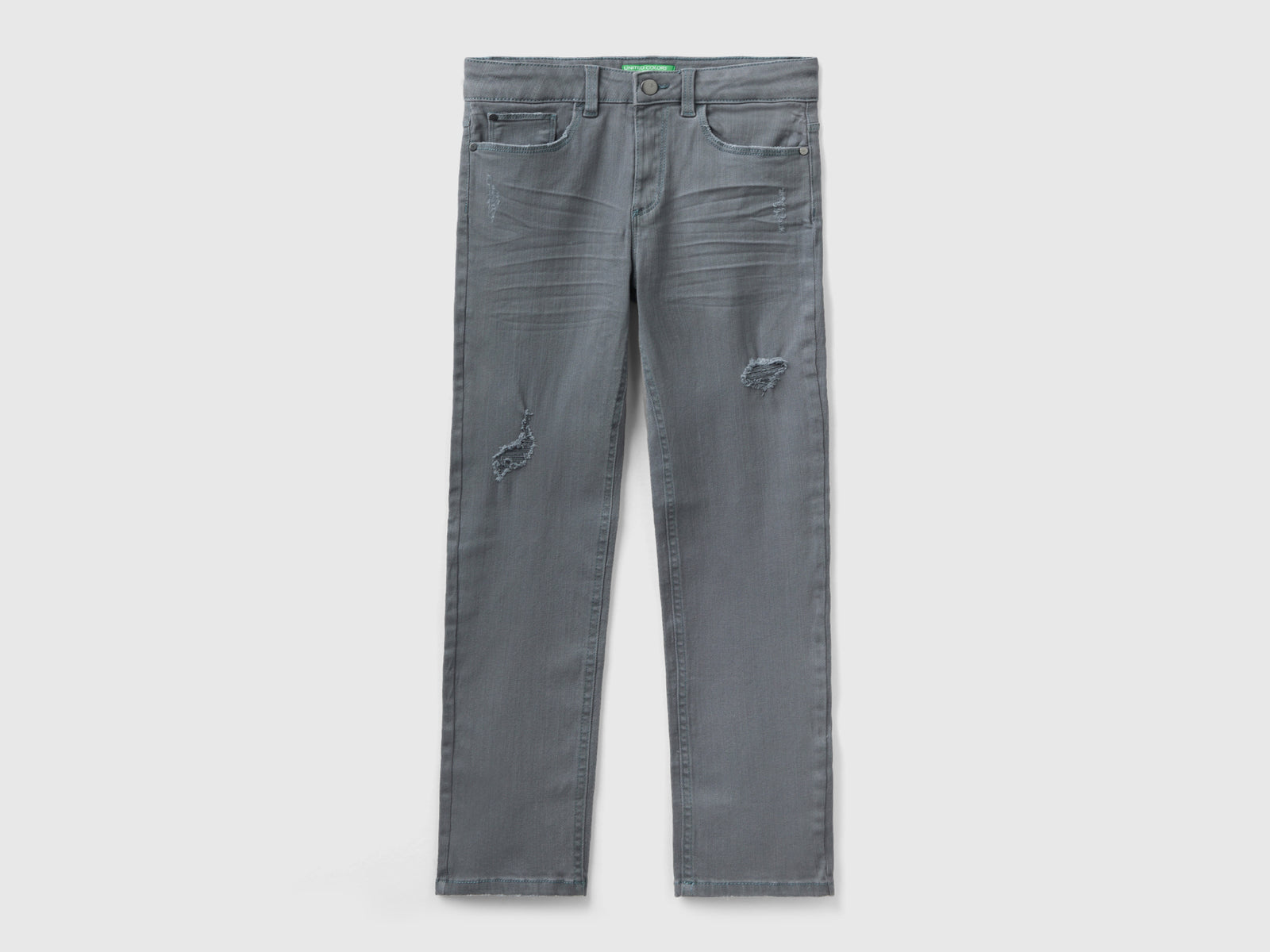 Jeans stretch con rotture da bambino grigio scuro | Benetton Outlet