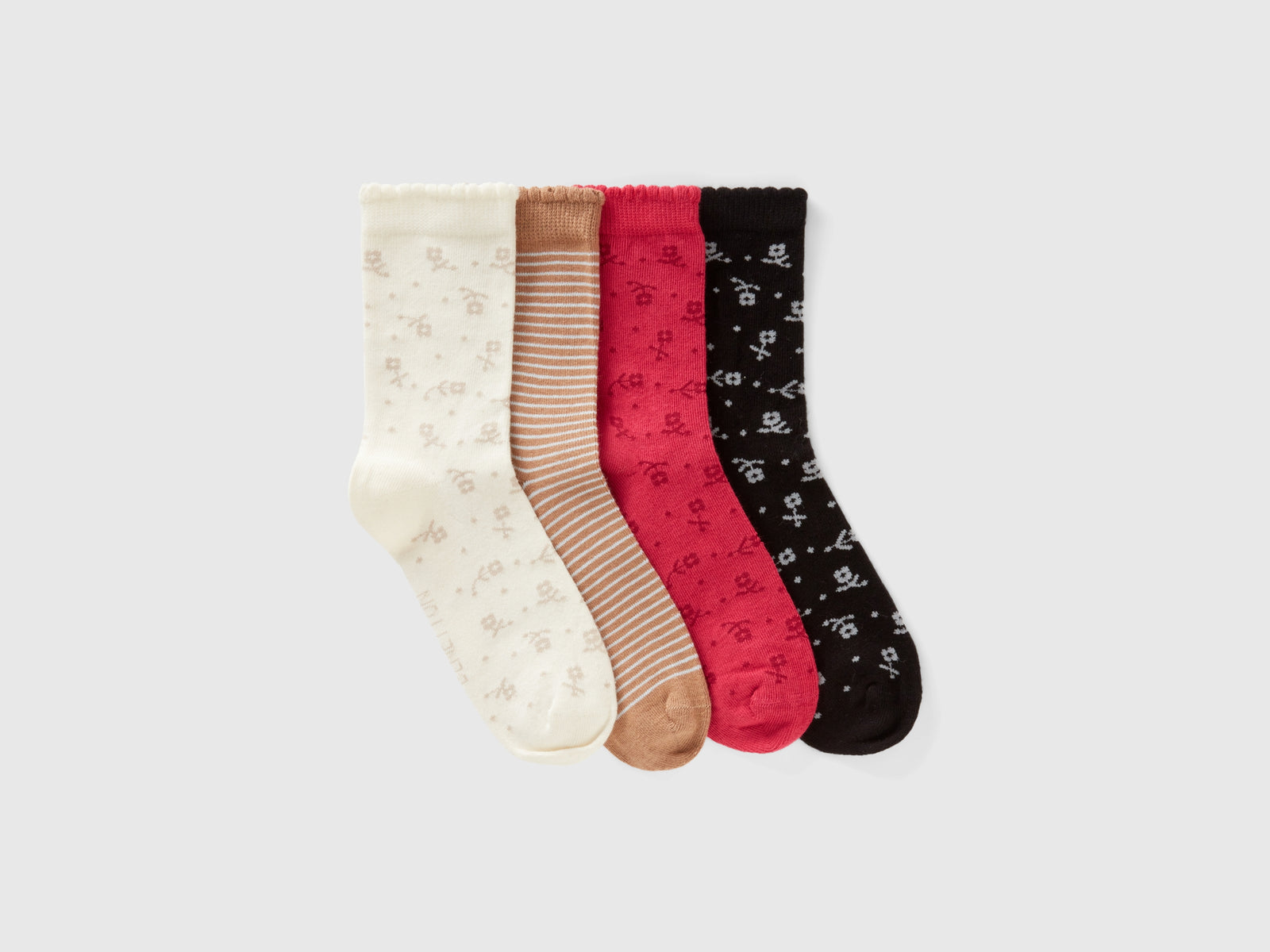 Set calzini lunghi con fiori e righe da bambino multi-color | Benetton Outlet
