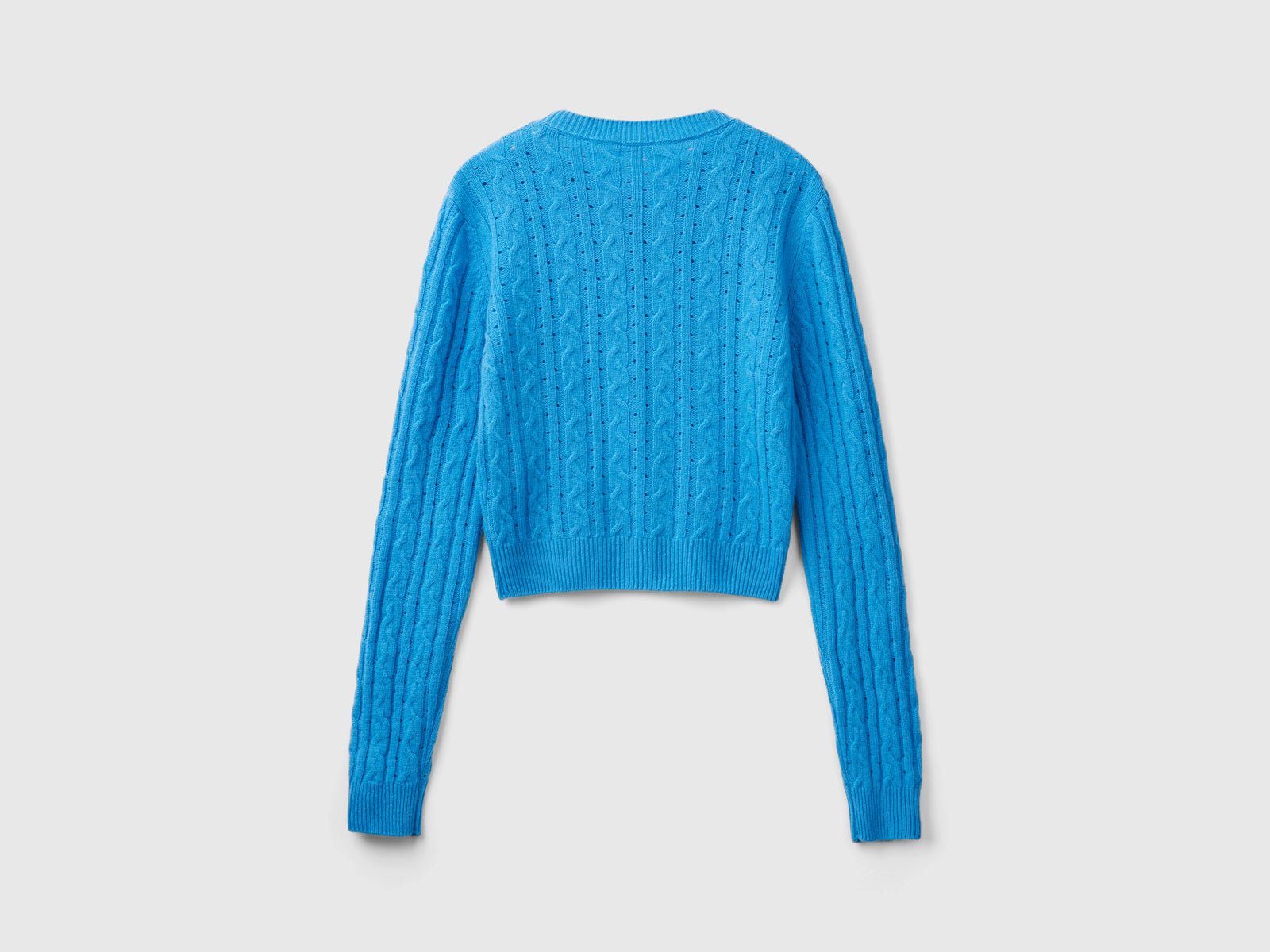Maglia cropped con trecce e trafori da donna azzurro 2 | Benetton Outlet