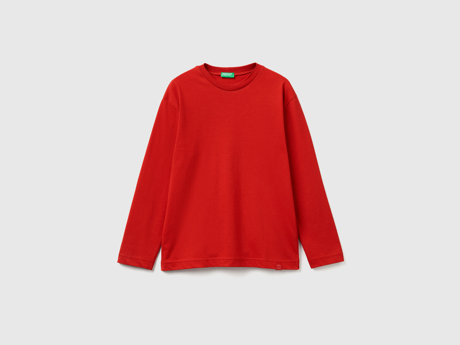 T-shirt girocollo cotone da bambino rosso | Benetton Outlet