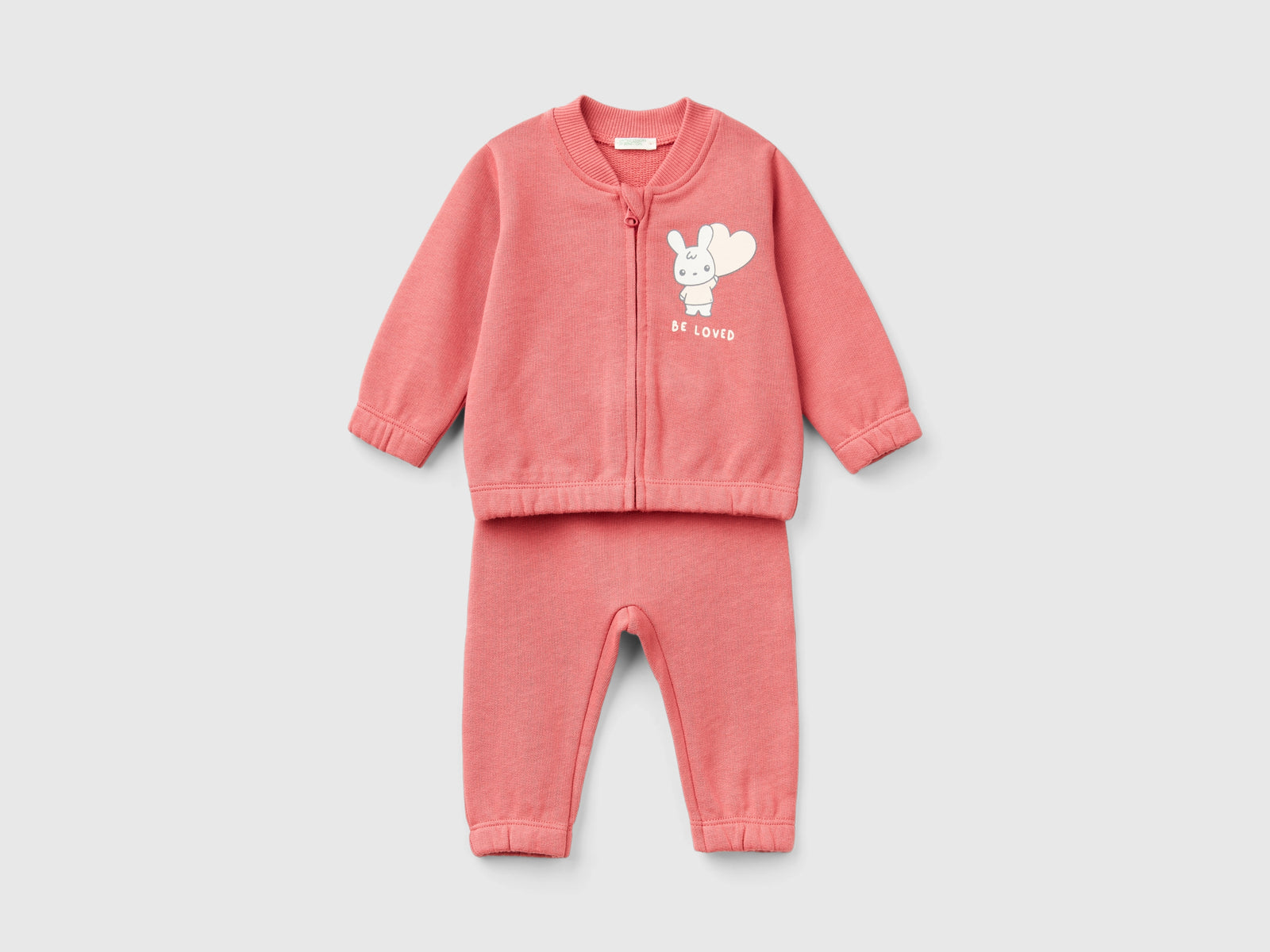 Completino in felpa di cotone bio da neonato malva | Benetton Outlet