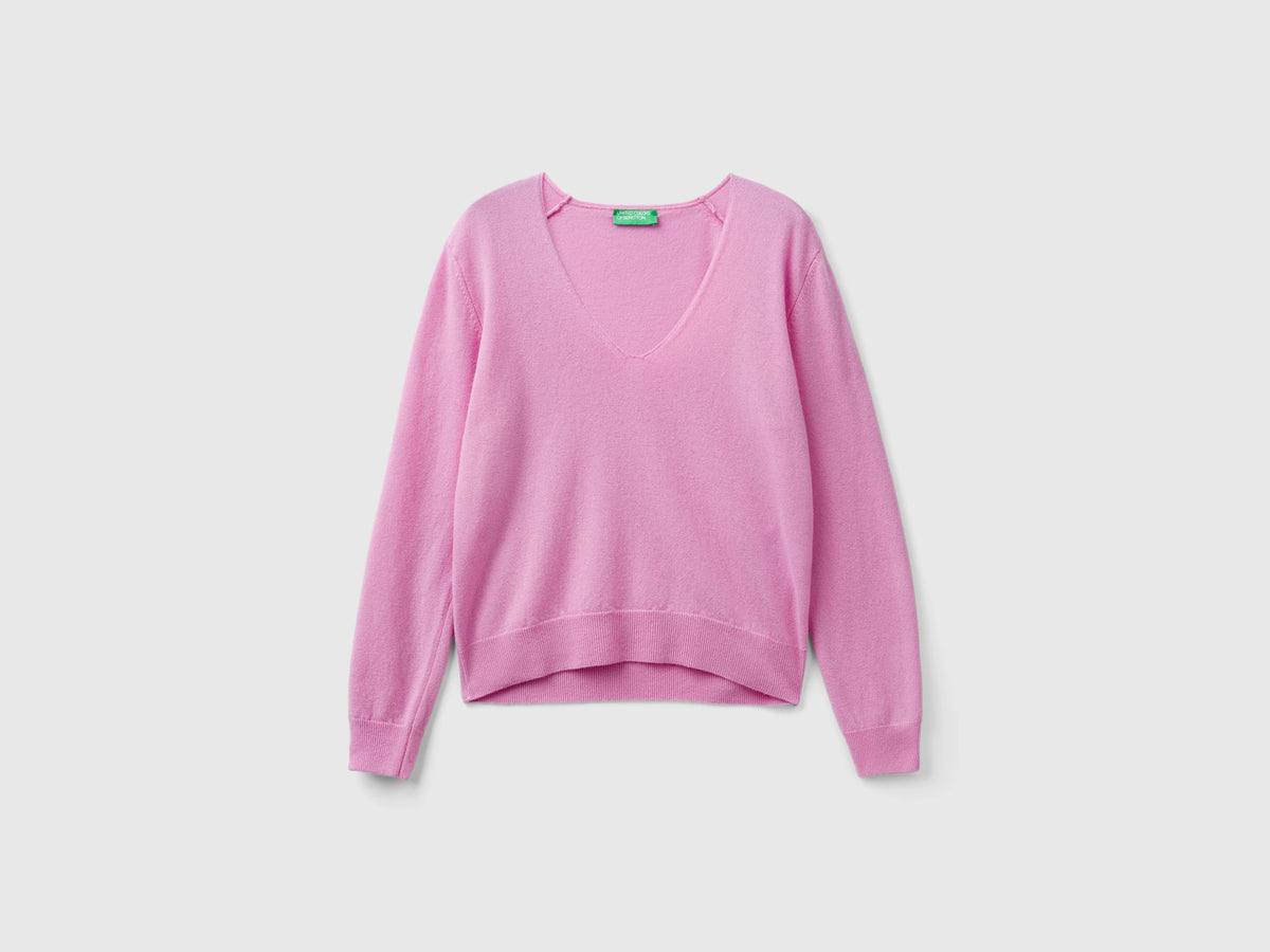 Maglione con scollo a V in pura lana Merino
