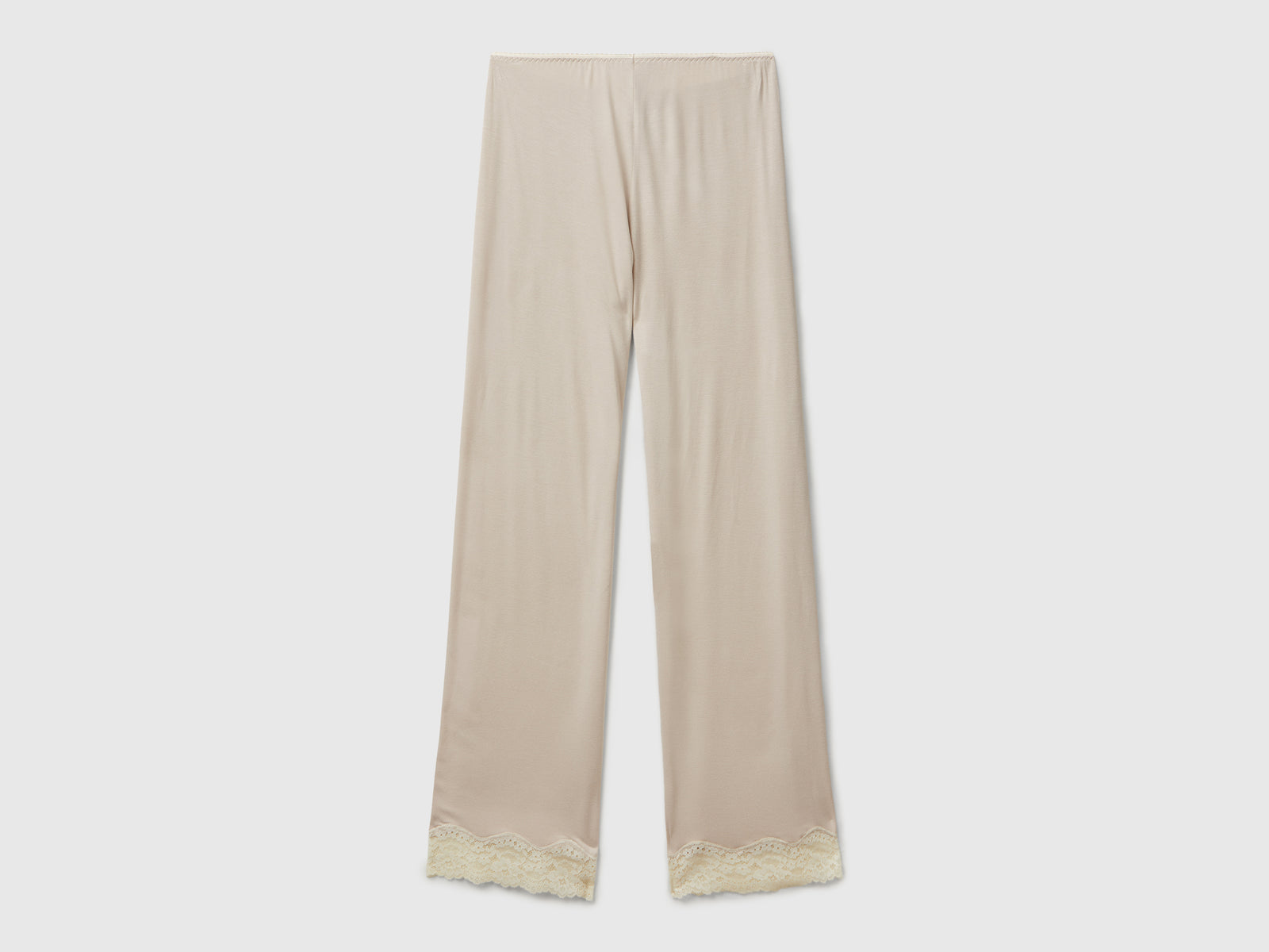 Pantaloni fluidi con pizzo da donna beige 2 | Benetton Outlet